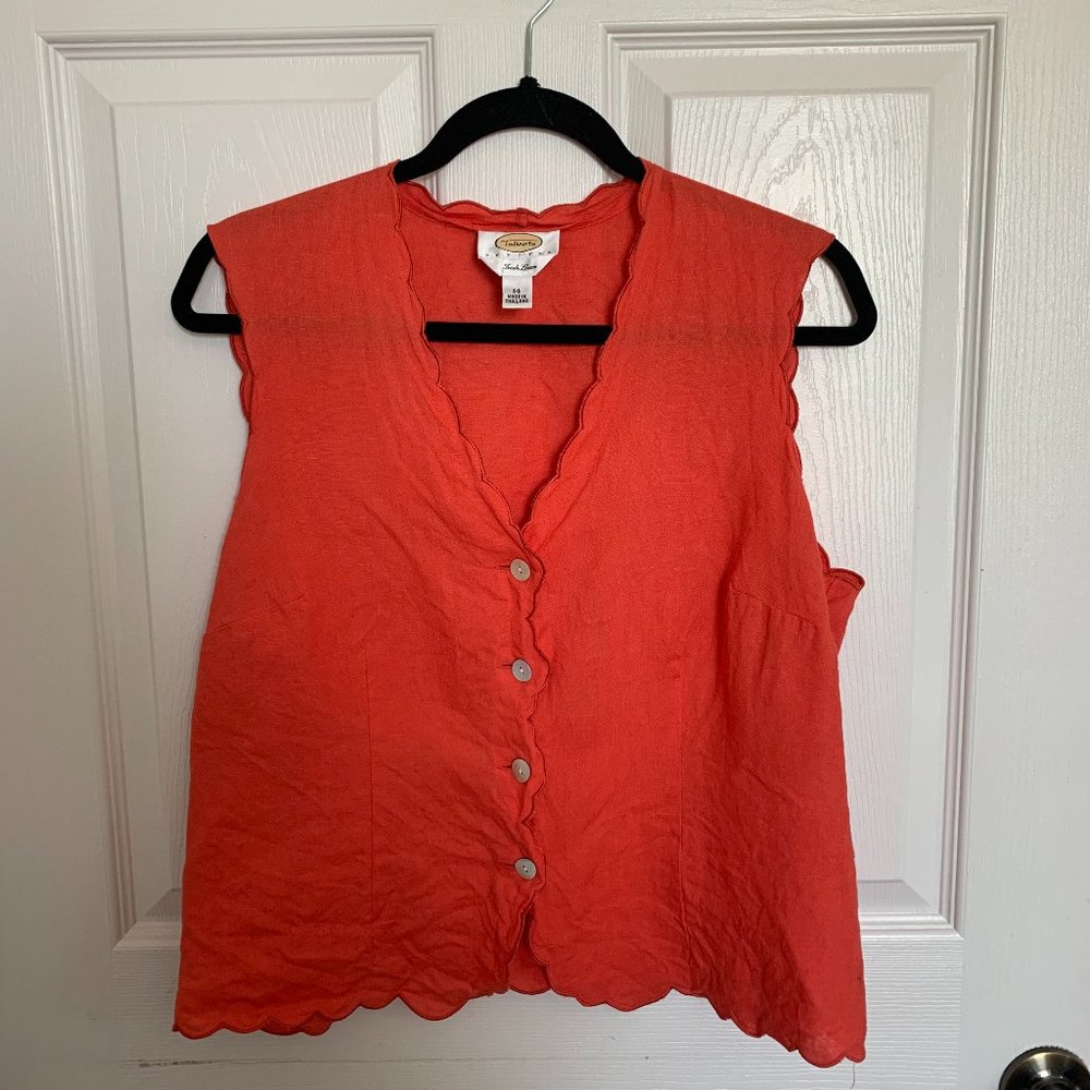 Vintage Talbots Linen Sleeveless Top - Size 14